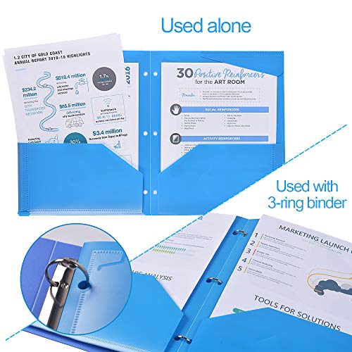 INFUN 8 Pack Heavy Duty Plastic Folders with Clear Front Pockets , 4