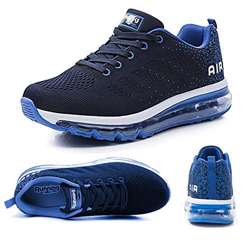 UPSOLO Mens Fitness Cross Trainer Shoes Trail Running Walking Casual Air Cushion Footwear Breathable Jogging Outdoor Sports Tennis Sneakers(833 Blue 45)
