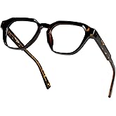 TIJN Blue Light Blocking Glasses, Anti Eyestrain UV Protection, TR90 Square Frame Glasses Chic Preppy Look for Women and Men