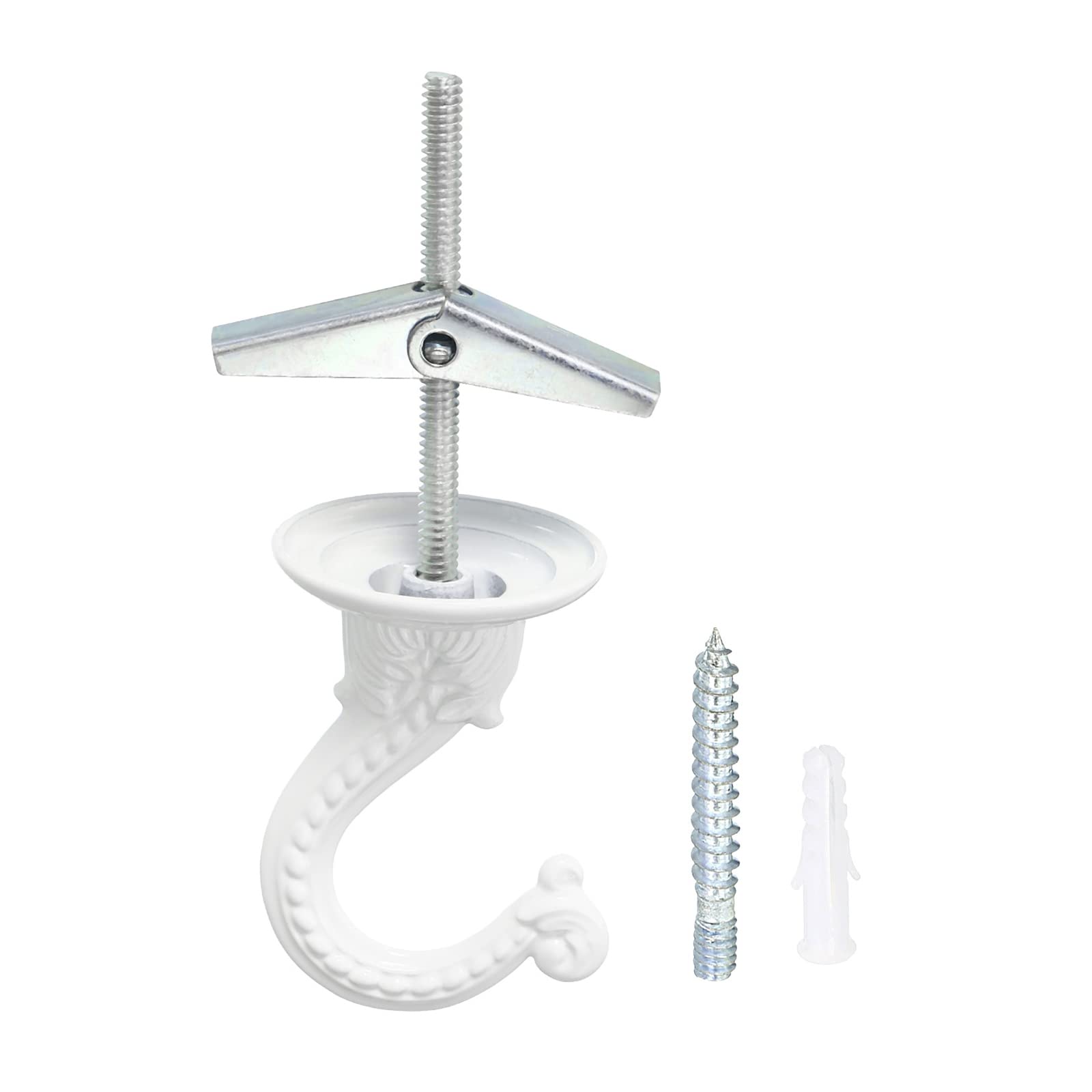 YOKIVE 2 Set Ceiling Hook Kit, Heavy Swag Hanging Hook with Mounting Screw Hanging Plants, Great for Office, Home, Daily Use (White, 2.2x1.6-Inch)