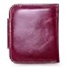 AINIMOER Women's Small Billfold Genuine Leather Tri-Fold Wallet with Zipper Pocket(Purple Red)