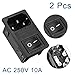 uxcell Male Power Socket AC 250V 10A DPST Rocker Boat Switch IEC320 C14 Inlet Module Plug with Fuse 2pcs