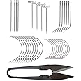 82 Pcs Wig Making Needles Wig T Pins C Curved Needles I Type J Type Hair Weave Needles Knitting Needles with Yarn Thread Scissors Kit for Sewing Wig Making Hair Extensions Modelling Crafts