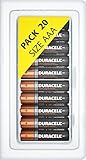 Duracell MN2400 AAA Alkaline Duralock Batteries with Plastic Storage Battery Clamshell Blister Case - 20 Pack