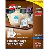 Avery Printable Tags with Strings, Scallop, 2 x 1.25 Inches, Pack of 180 (22848)
