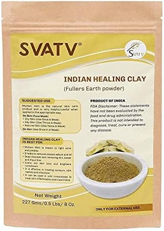 SVATV Fullers Earth Powder Multani Mitti Indian Healing Clay Face Mask 227g