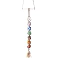 Handmade Crystal Window Car Hanging Ornaments 7 Chakra Home Decoration Feng Shui Ornament Car Decoration Christmas Decorations Ornaments (Chakra-Gypsum)