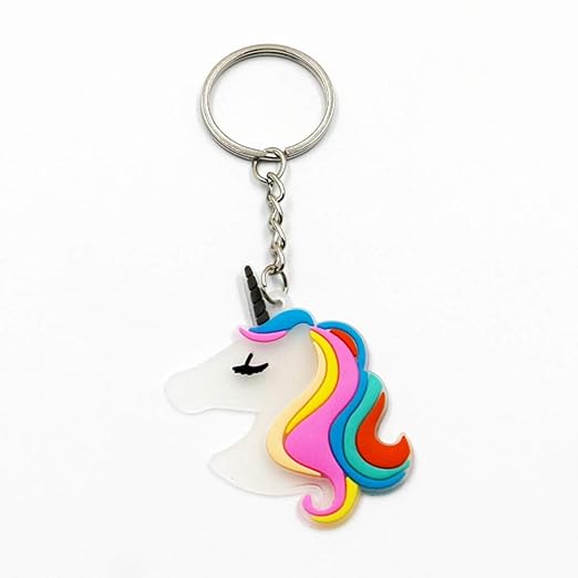 AMA-StarUK36 Schlüsselanhänger mit Einhorn-Motiv, aus PVC, leicht abnehmbar, 10