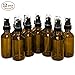 15ml (0.5oz) Empty Glass Spray Bottles (12 pack) - Refillable Containers with Black Fine Mist Sprayer for Misting Aromatherapy, Essential Oils, Cleaning, Room Sprays (Amber) by THETIS Homes
