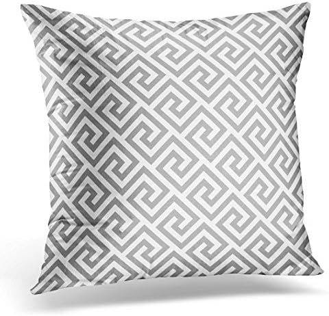 TOMKEYS Throw Pillow Cover Key Geometric Line Abstract with Greek Antique for the Ceramic Floor Grey Color Antiquity Chain Decorative Pillow Case Home Decor Square 20x20 Inches Pillowcase
