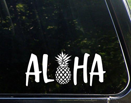 Aloha - 8-1/2" x 3-3/4" - Vinyl Die Cut Decal/ Bumper Sticker For Windows, Cars, Trucks, Laptops, Etc.