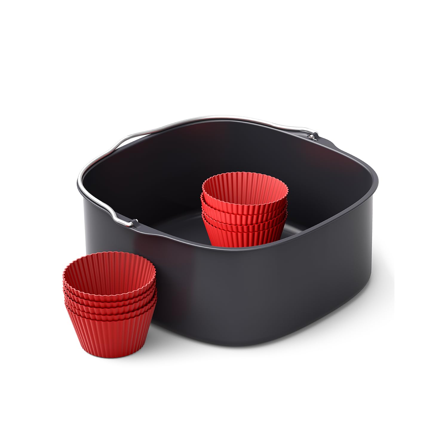 Philips Airfryer Accessory Baking Kit XXL, Non-Stick Coating Tray, With 9 Silicone Muffin Cups, Dishwasher Safe, Recipe app, Black (HD9957/00)