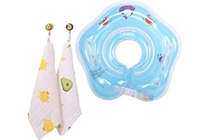 Summer Baby Swim Ring with 2PCS Cotton Towels for 0-18Months Boys Girls,Inflatable Pool Swim Float Ring for Bath or Swim Trai