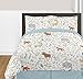 Sweet Jojo Designs Blue, Grey and White Woodland Deer Fox Bear Animal Toile Kids Bathroom Fabric Bath Shower Curtain