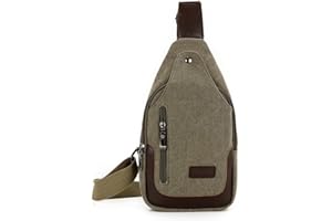 Crossbody Sling Backpack Canvas Small Sling Bag Hiking Daypack Rucksack for Men Women Outdoor Cycling Travel
