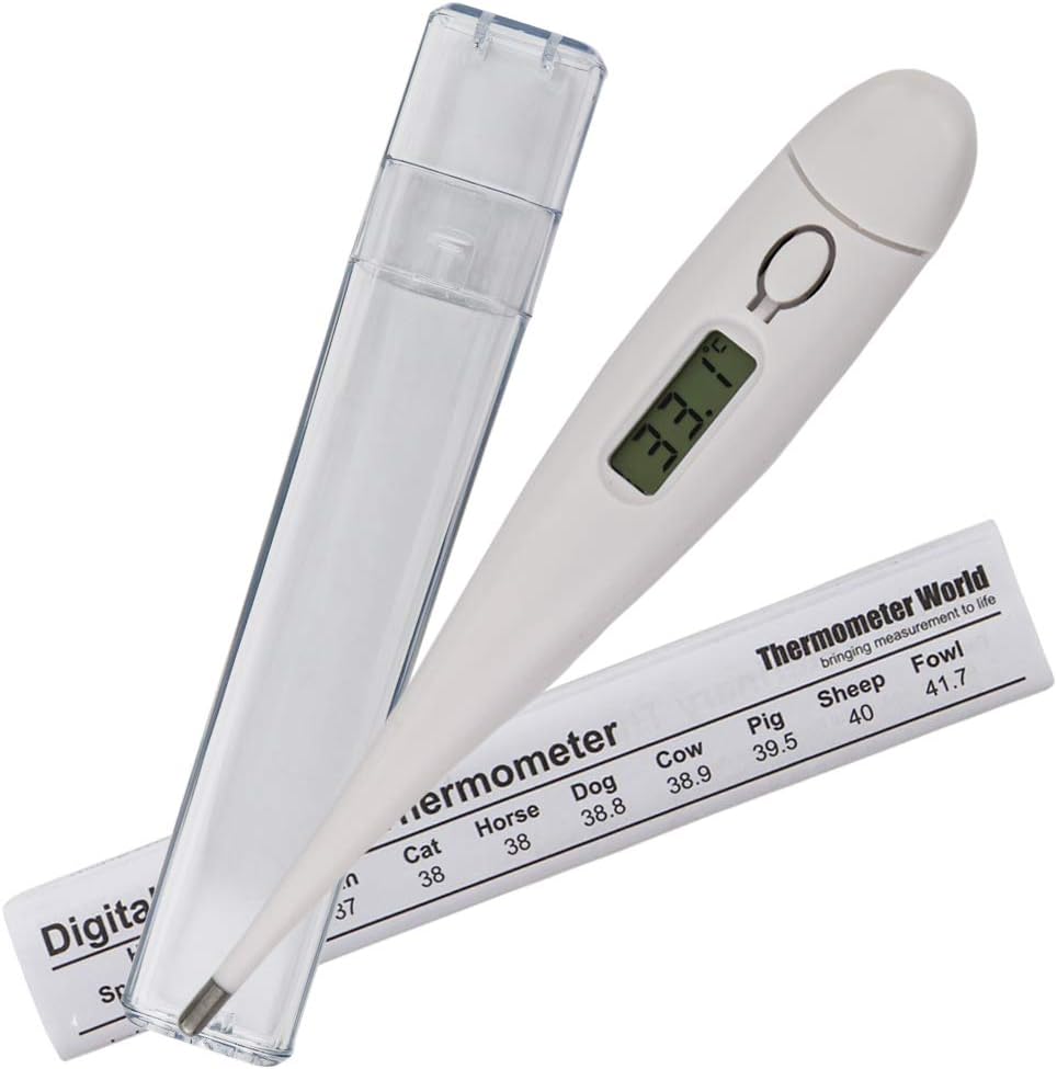 Pet Thermometer For Animal Owners of Dogs Cats Horses Vets Fixed Head
