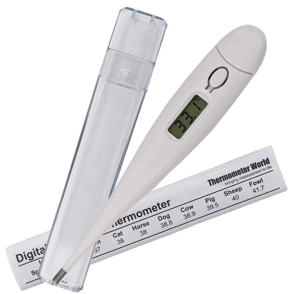 Pet Thermometer for Animal Owners of Dogs Cats Horses Vets Fixed Head Digital Temperature Probe Includes Veterinary Hobdays Chart