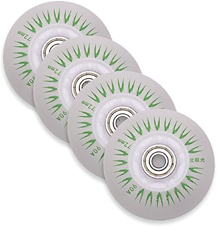Led Luminous Inline Skates Replacement Wheels Green Light 90A-(Pack of 4)