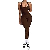 VUTRU Women's Sexy Scoop Neck One Piece Tank Top Sleeveless Backless Bodycon Long Jumpsuits Ribbed Rompers Playsuit