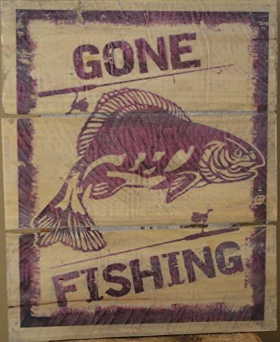 Gone Fishing rod & Reel Recycled Wood Wall Art Transfer from Photograph to Pallets