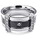 KONOV Mens Cubic Zirconia Stainless Steel Ring, Charm Elegant Wedding Band, Black, Size 9
