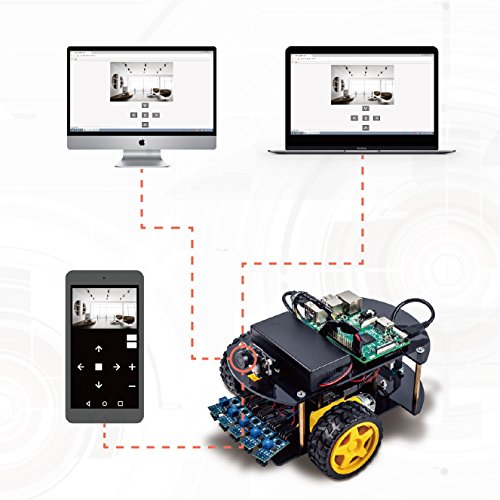 OSOYOO Robot Car Kit Starter Learning Kit for Raspberry Pi 3B B+ Zero Android/iOS APP WiFi Wireless Webcam 1280x720 Megapiexl with Raspberry Pi 3B