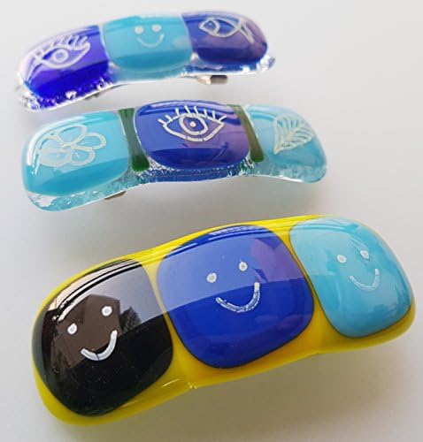 3 Small Hair Barrettes Squares Mosaic Glass,ORIGINAL HANDCRAFT,Hair Clip,Beautiful Hair Jewelry