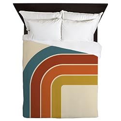 CafePress Retro Curve Queen Duvet Cover, Printed Comforter Cover, Unique Bedding, Microfiber