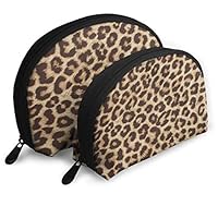 XOMAO Fun Leopard Print Shell Shape Makeup Bag Set,Travel Toiletry Clutch,Cosmetic Pouch Purse Womens Shell Portable Bags Clutch Pouch Tools Bags