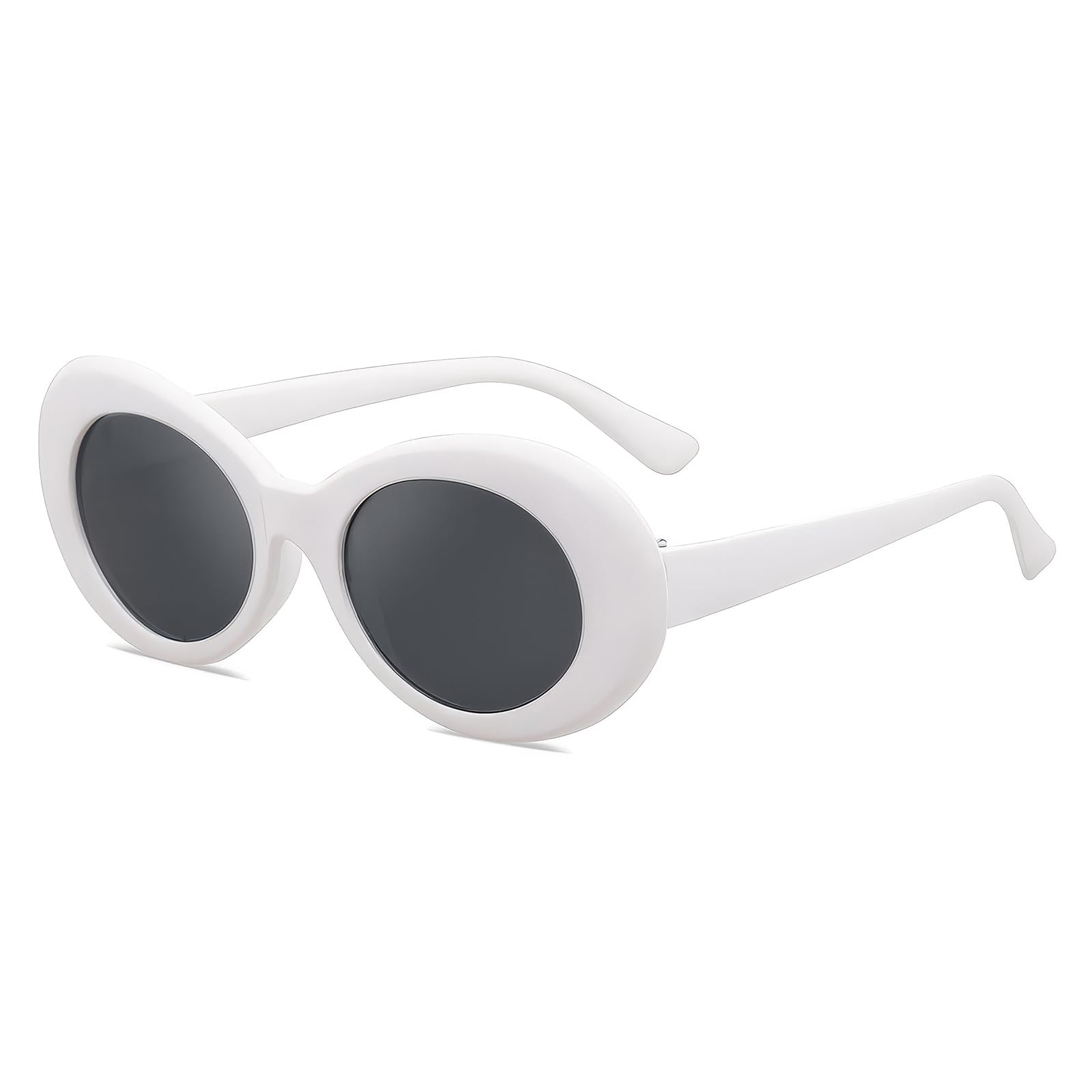 Photo 1 of boqopod Retro Oval Sunglasses for Women Men Clout Goggles Trendy Round Kurt Cobain UV400 Glasses SG9750 (White)