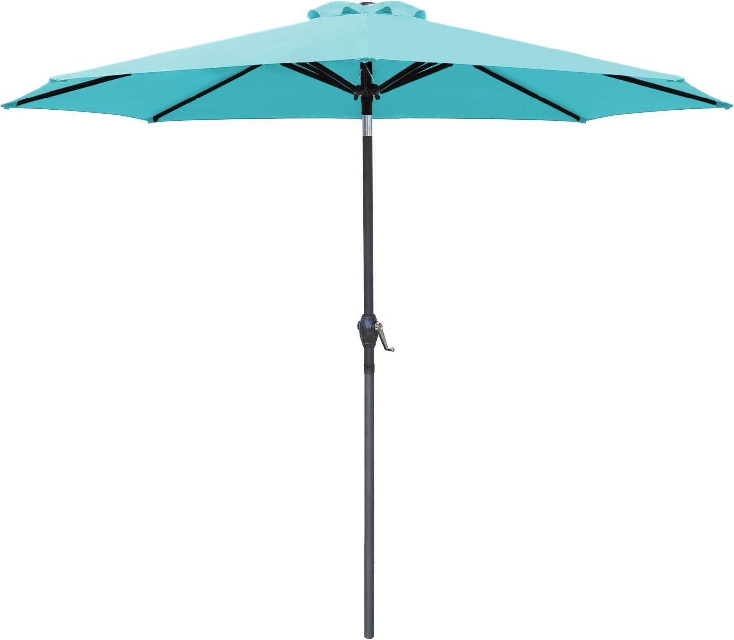 Amazon Com Greesum 9ft Patio Umbrella Outdoor Market Table Umbrella With Push Button Tilt Crank And 8 Sturdy Ribs For Garden Lawn Backyard Pool Blue Garden Outdoor