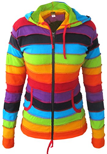 Little Kathmandu Ladies Cotton Light Pixie Jacket Rainbow Striped UK Size 10