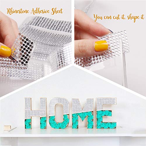 Moi Doi Rhinestones Stickers, Silver Self Adhesive Crystal Gem Sticker, Assorted Size and Shapes Flatback Diamond Stickers, Bling Jewels Crafts DIY Decor for Festival Carnival, 6 Sheets