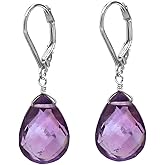 GemInspire Natural Gemstone Pear Earrings for Women, Teardrop Crystal Earrings, Drop Dangle Earrings, 925 Silver Leverback, Lightweight, Gift for Mom Wife Girlfriend (1-1.25 inch)