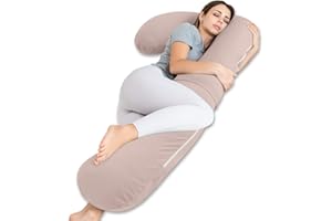 INSEN Pregnancy Pillow for Sleeping,Maternity Body Pillow for Pregnancy Women,Pregnancy Support Pillow for Back, Hip Pain, Apricot