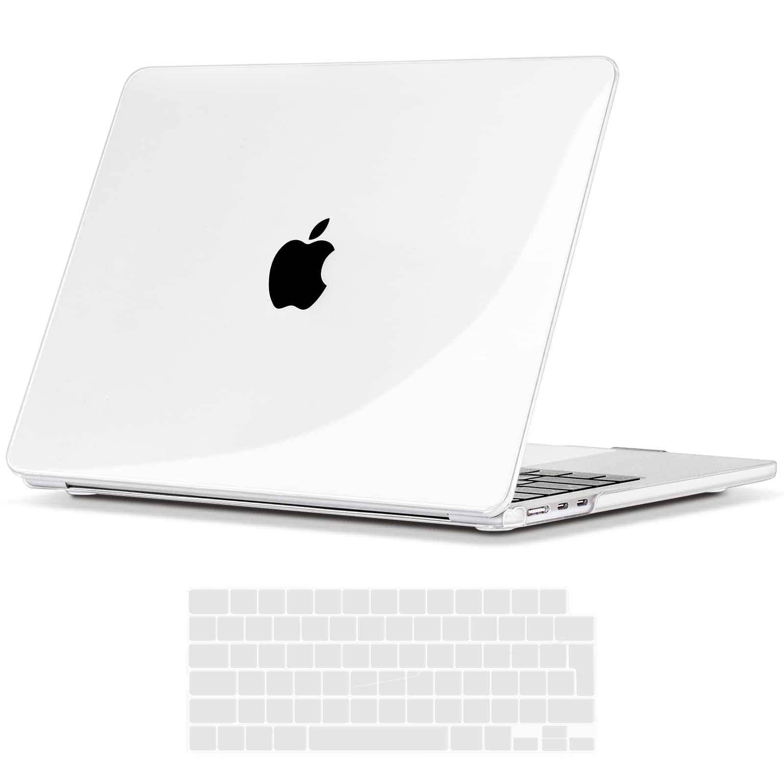 TECOOL Case compatible with MacBook Air M5 M4 M3 M2 13.6 inch 2022-2026 (A3449 A3240 A3113 A2681), Plastic Snap On Hard Shell Cover & UK EU Keyboard Protector, Crystal Clear (Glossy)
