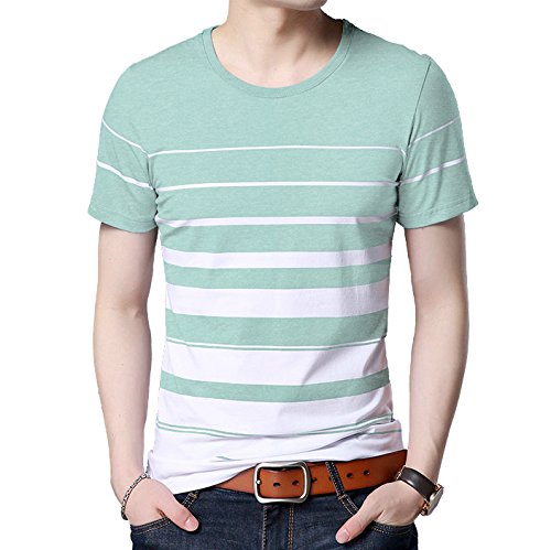 seven rocks striped round neck t-shirt for men(t49hs)
