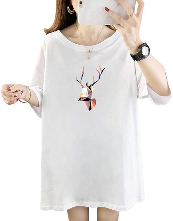 Amazon ｔシャツ レディース ロング ゆったり ビッグシルエットuネック 無地 シンプル 半袖 カットソー オーバーサイズ おしゃれトップス 体型カバー ビッグシャツ 大きいサイズ J ホワイト Tシャツ カットソー 通販