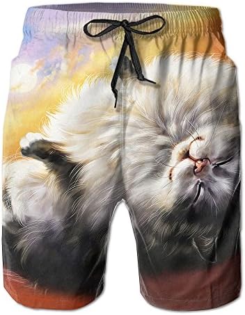 Comfortable Men Sand Beach Pants Summer Surfer Water Dry Home Swimming Drawstring Fluffy Kitty Board Shorts Pockets Jams
