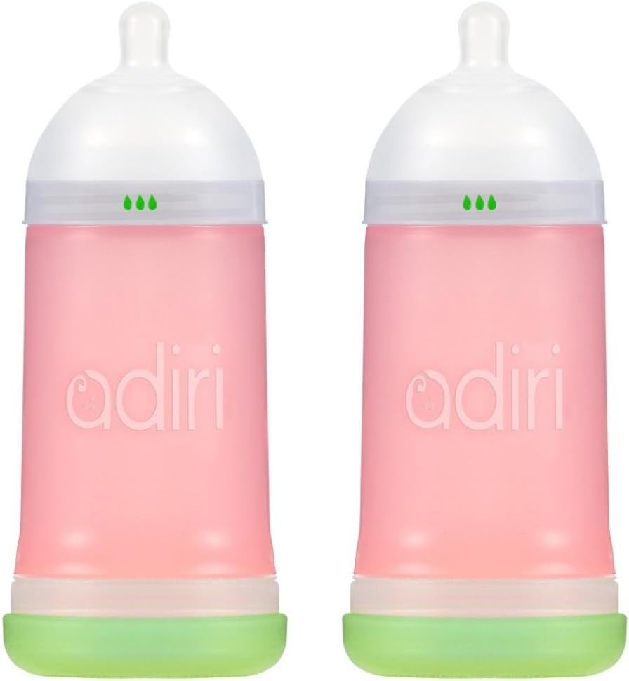 Adiri NxGen Stage 2 Nurser (6-9 M) 9.5oz (281mL) - 2 Pack, Pink