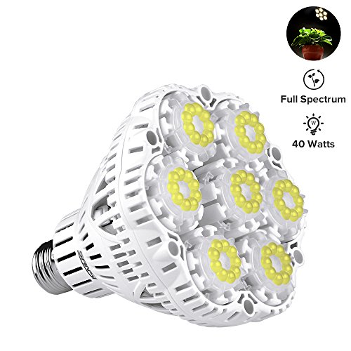 SANSI 40W Daylight LED Plant Light Bulb, Full Spectrum Ceramic LED Grow Light Blub, 63 LED Chips, E26 Socket, Indoor Gardening for the Home, Indoor Farming, Residential, Office Plants, Grow Walls