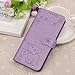 for iPhone 8 Plus Case,iPhone 7 Plus Case,JanCalm PU Leather Wallet Flip Case [Card/Cash Slots][Wrist Strap] Elephant/Flowers Pattern Women Girls Cover (Purple)