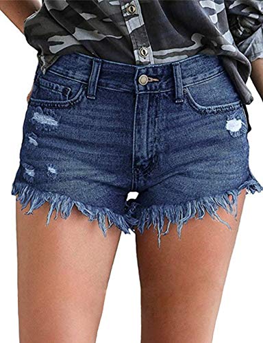 MODARANI Stretchy Distressed Jean Shorts for Women