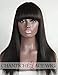 Chantiche Silk Top Spinning Hair Whorl Light Yaki Straight None Lace Wigs With Bangs For Black Women Natural Looking Glueless Indian Remy Human Hair Replacement Full Wig 16Inch #1B