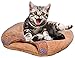 QUMY Cat Sleeping Bag Warm Soft Puppy Cat Bed Cave Igloo Nest Brown (21.5'' * 18.8'' * 5.1'' )