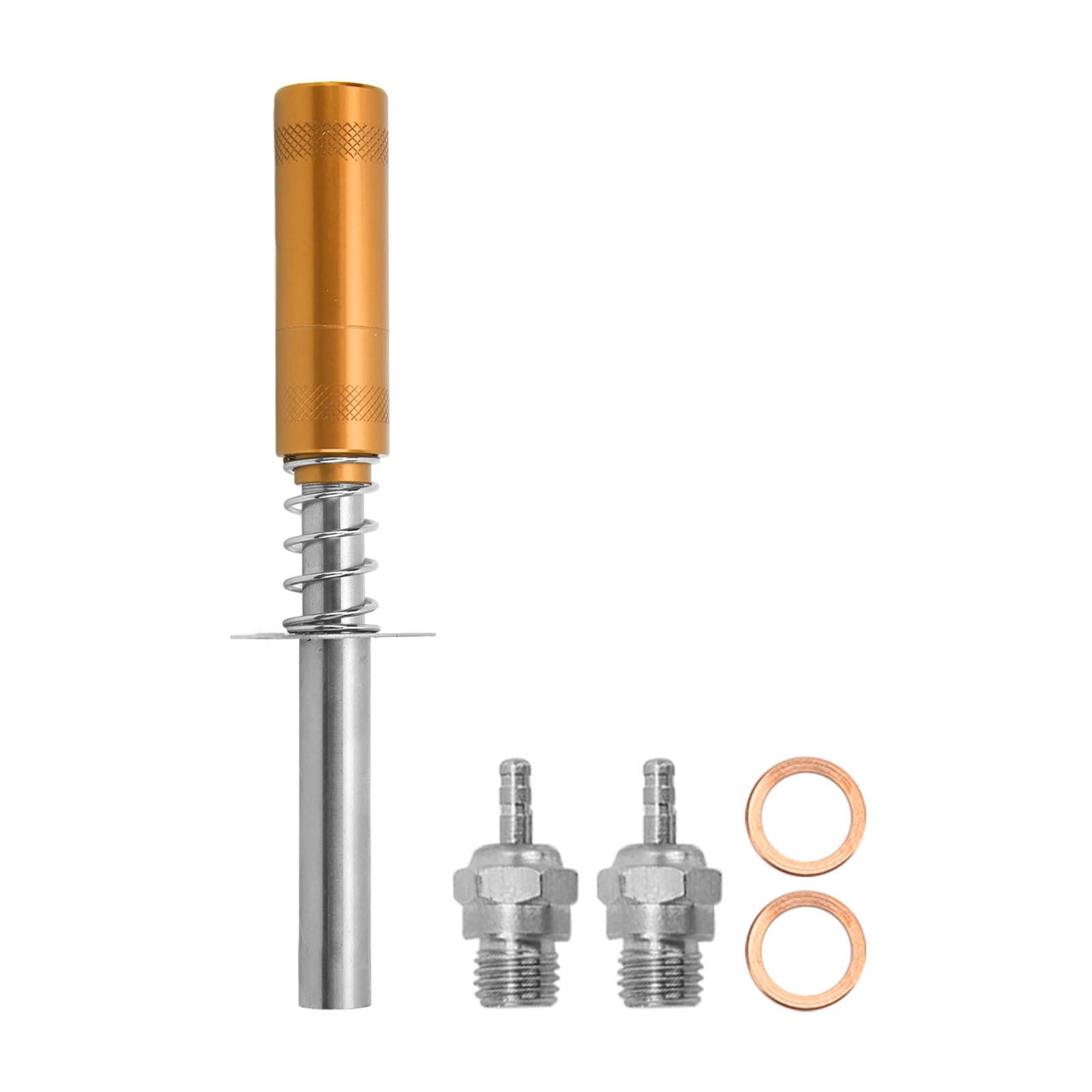 Glow Plug Ignitor, Aluminum Alloy RC Starter Kit, RC Engine Igniter, with N3 Hot Spark Glow Plug, for RC Oil Powered Car Ship Methanol Engine (Golden Color)