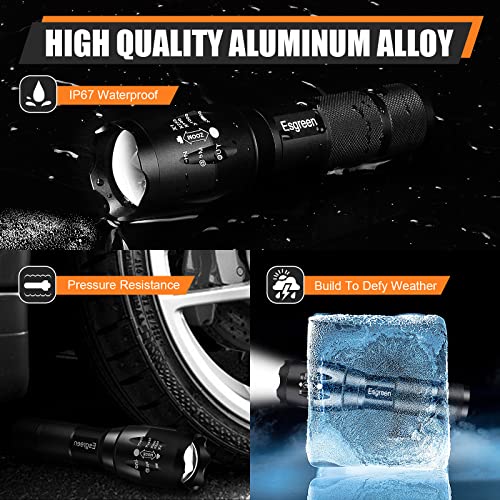 Esgreen LED Flashlights (2 Pack), Super Bright 5000 lm Tac Flash Lights