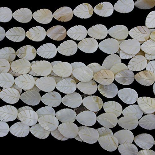 15x20mm Engraved Leaf Sea Shell Loose Gemstone Beads for Jewelry Making Strand 15 Inch
