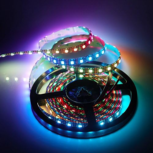 Led strip Lights Waterproof Epoxy 5M 16.4Ft APA102C DC 5V 60LEDs/m Addressable Pixel Magic LED Strip Light PCB Black