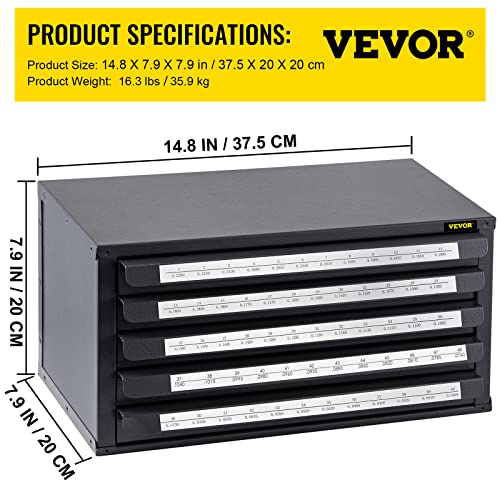 VEVOR Drill Bit Dispenser FiveDrawer Drill Bit Dispenser, 60